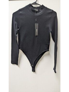 Fashion Nova Black Marena Long-Sleeve Bodysuit